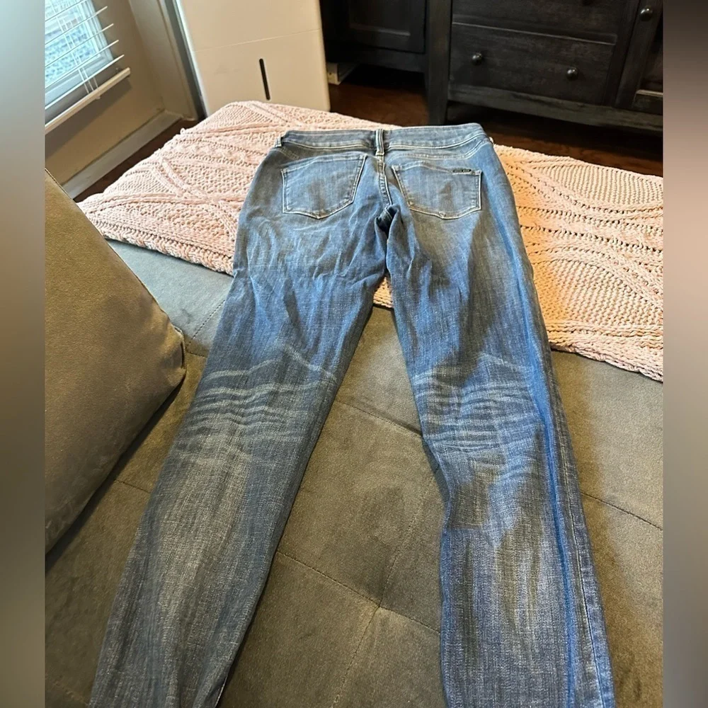 White House Black Market Mid Rise Blue Jeans Metallic Material In Rips